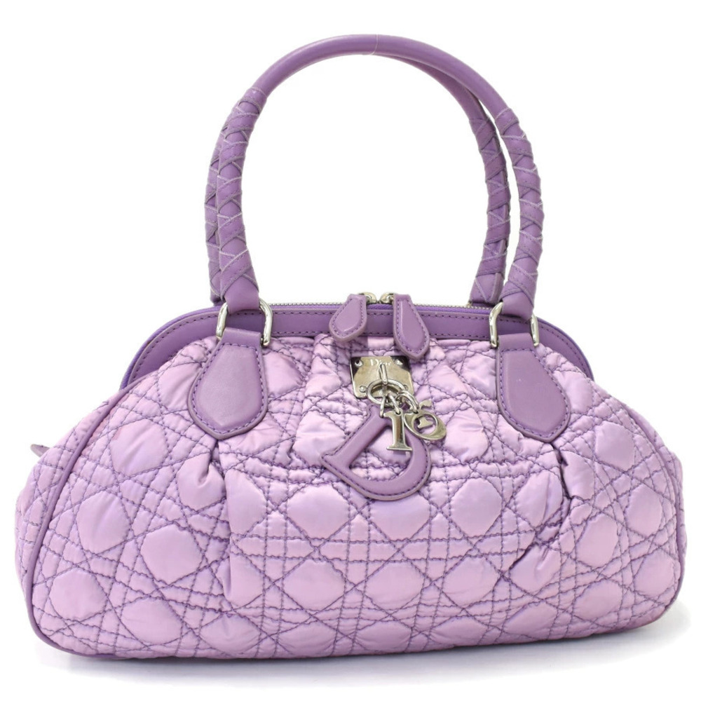 Christian Dior handbag doctors bag Lady Cannage satin leather purple